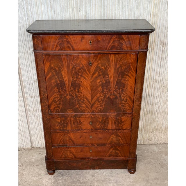 Late 19th Century 19th Century Classical Charles X Burled Mahogany Secretaire For Sale - Image 5 of 10