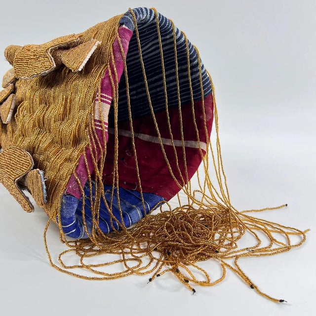 Early 20th Century Early 20th Century Yoruba Gold Colored Beaded Crown Nigeria For Sale - Image 5 of 7