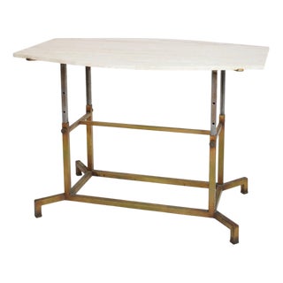 Golden Iron and Iron and Travertine Table, 1970s For Sale