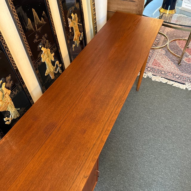 Brown Mid 20th Century Teak Wood Office Desk With Cabinet For Sale - Image 8 of 18