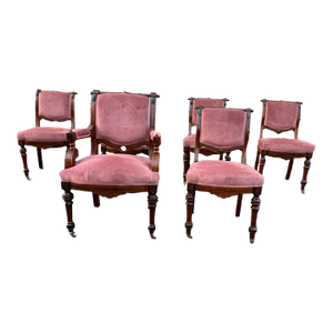 Antique Victorian Eastlake Style Upholstered Dining Chairs
