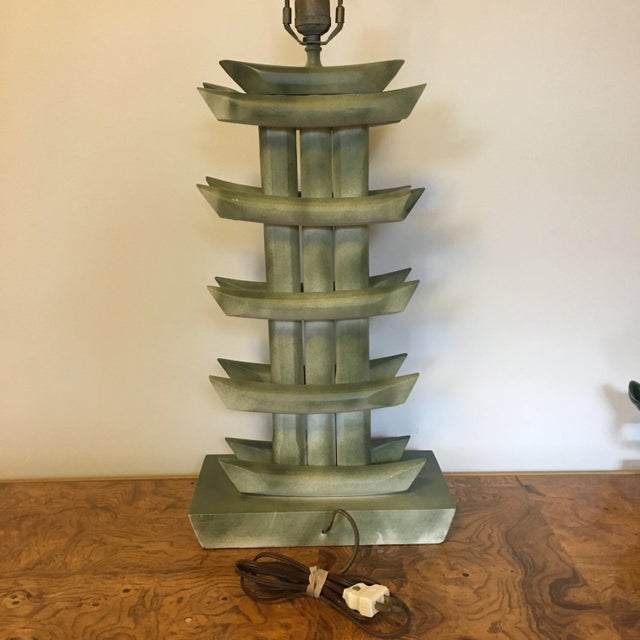 Mid Century Rattan Pagoda Lamp For Sale - Image 10 of 11
