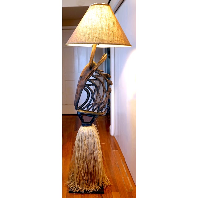 Vintage Chi Wara Inspired Life Sized Hand Carved Floor Lamp For Sale - Image 13 of 13