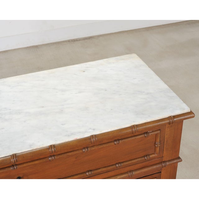 English Faux Bamboo Aesthetic Movement Marble Top Commode Dresser For Sale - Image 10 of 18
