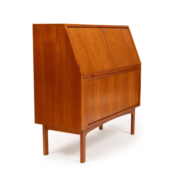 Wood Vintage Danish Mid-Century Teak Secretary Desk by Bernhard Pedersen & Sons For Sale - Image 7 of 12