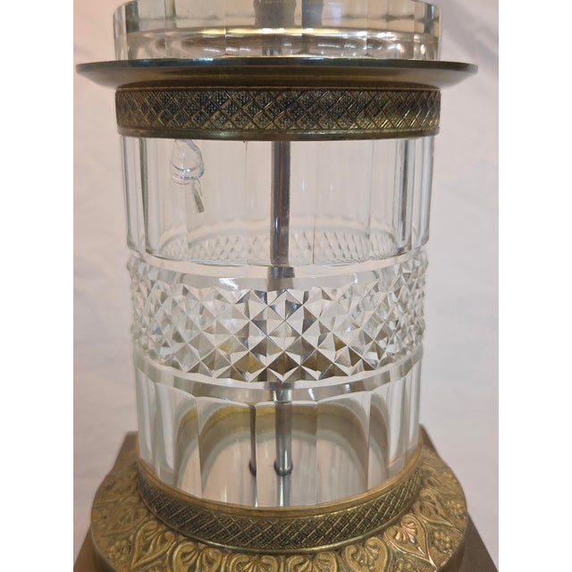 Vintage Crystal and Brass Column Table Lamps - Style of William Kessler Baccarat For Sale - Image 16 of 17