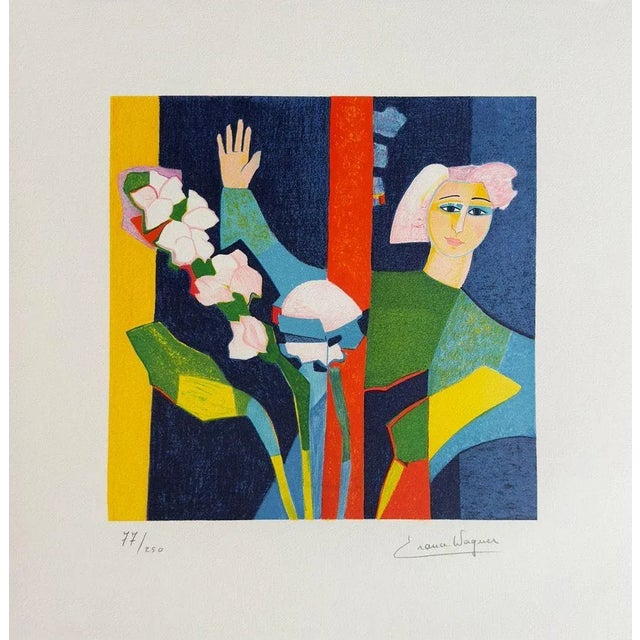 France WAGNER Woman at the Window 1990 lithograph on Arches paper signed and numbered in pencil 21.3 x 20.5 in...