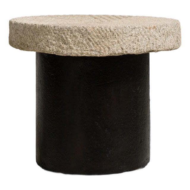 Iron Side Table with Stone Top, Antique, China, Early 20th Century For Sale
