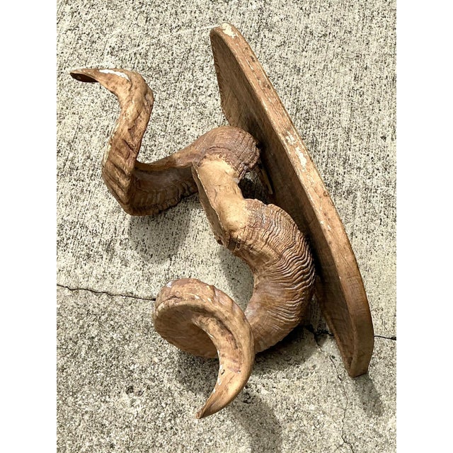 Wood Vintage Faux Ram’s Horn Bracket For Sale - Image 7 of 18
