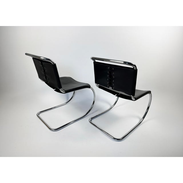 Ludwig Mies van der Rohe MR10 Chairs by Ludwig Mies Van Der Rohe for Knoll International, 1970s, Set of 2 For Sale - Image 4 of 10