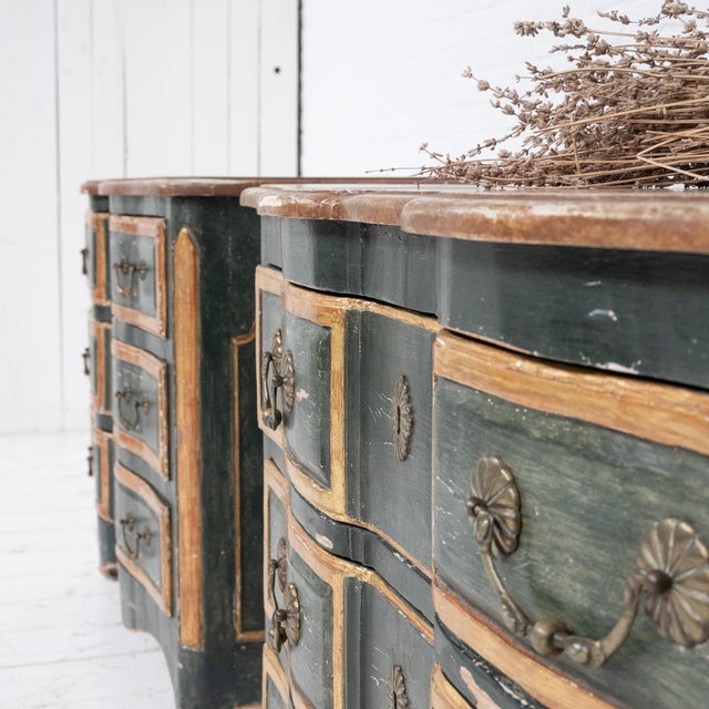 Vintage Painted Wooden Crossbow Chests of Drawers, 1920 For Sale - Image 9 of 13