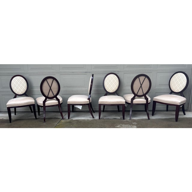 Neoclassical 8 Barbara Barry Baker Klismos X Oval Dining Side Captains Chairs Neoclassical For Sale - Image 3 of 14