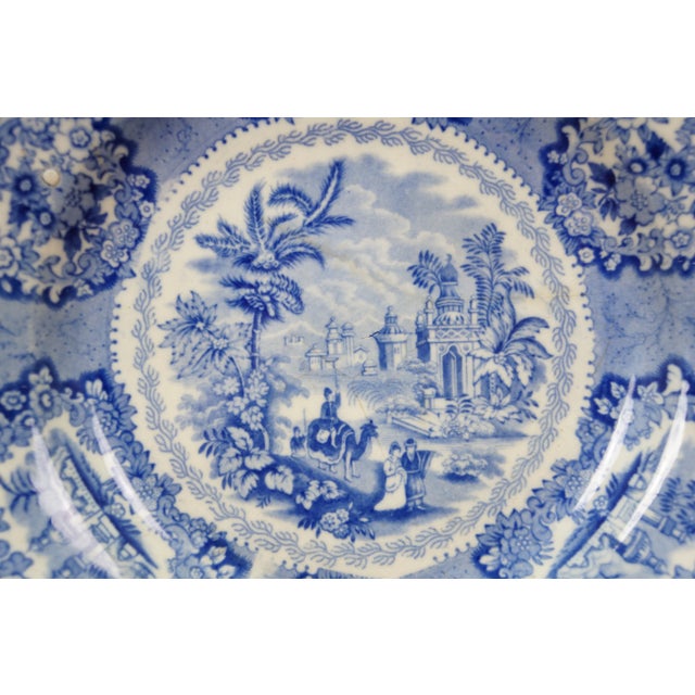 Antique Petrus Regout Dutch Maastricht Oriental Blue Transferware Dinner Plate 10" For Sale - Image 6 of 11