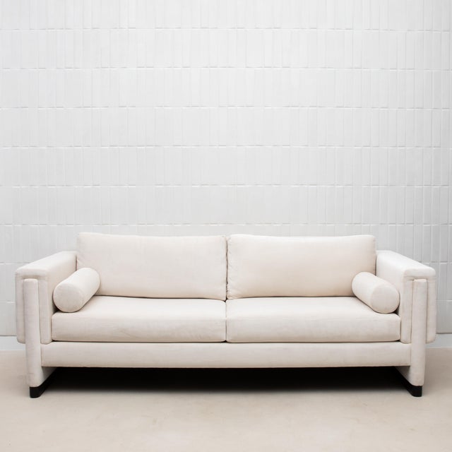 Cream Modern Cream Velvet Sofa by Mogul For Sale - Image 8 of 10