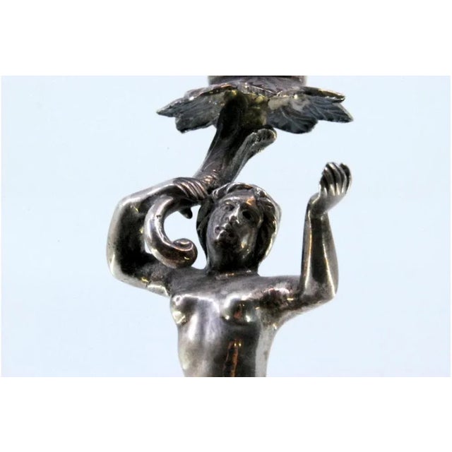 Silver Candlestick with Flower For Sale - Image 9 of 11
