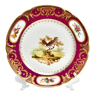 Early 19th Century Schoelcher French Hand-Painted Ornithology Paris Porcelain Cabinet Plate For Sale