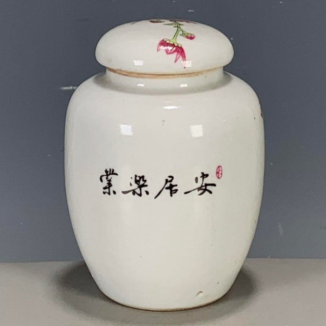 Chinese Vintage Famille Rose Porcelain Tea Jar With Lid – Chrysanthemum Motif, "Wan Yu" Mark For Sale - Image 3 of 9
