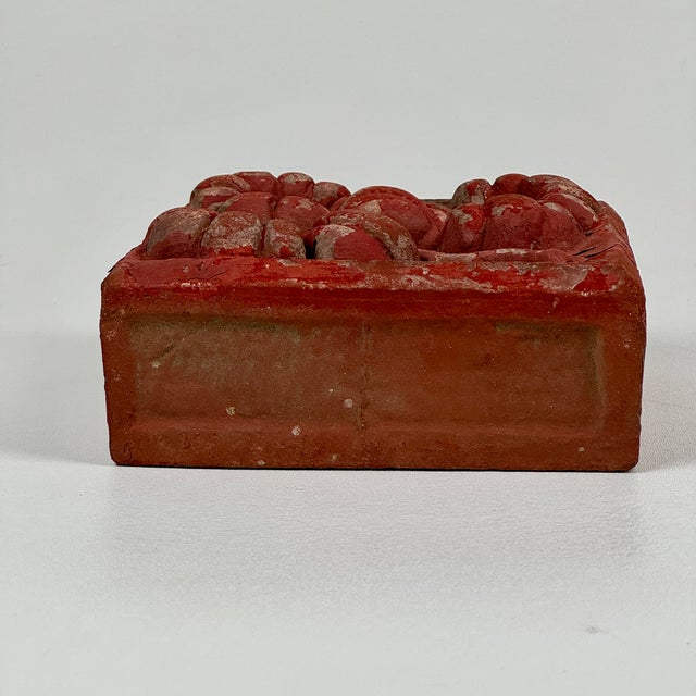 Terra Cotta Early 20th Century Architectural Salvage Terra Cotta Large Exterior Ornamental Brick Block With Plum Flower Design For Sale - Image 8 of 12