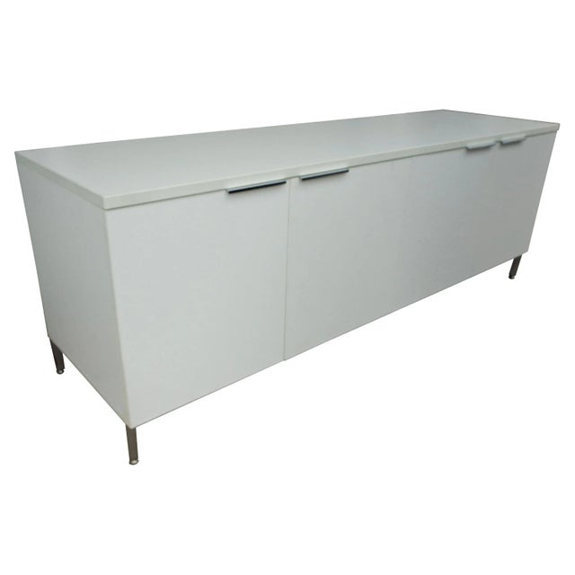 Modern White Chrome Knoll Style Credenza For Sale - Image 11 of 11
