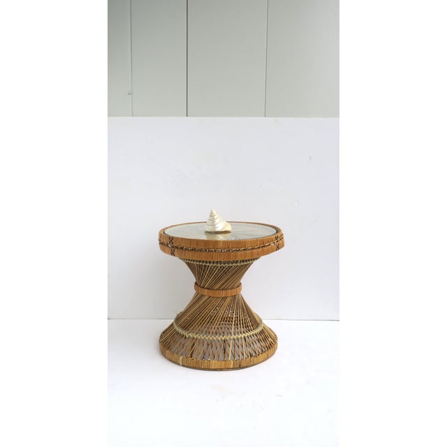 Mediterranean Wicker and Glass Side Drinks Table, Circa Mid-20th Century For Sale - Image 3 of 9