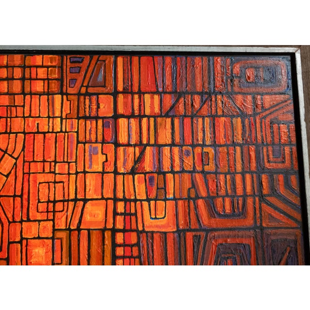 Mid-Century Modern Colorful Geometric Abstract Oil Painting For Sale - Image 11 of 18