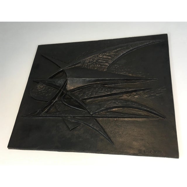 Modernist Cast Iron Fireback, Signed G Lecoff?, French, circa 1950 For Sale - Image 4 of 10