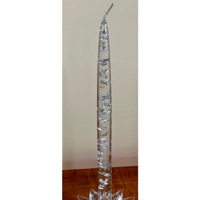 Vintage Lucite Silver Flake Candle Tapers - A Pair For Sale In Naples, FL - Image 6 of 6