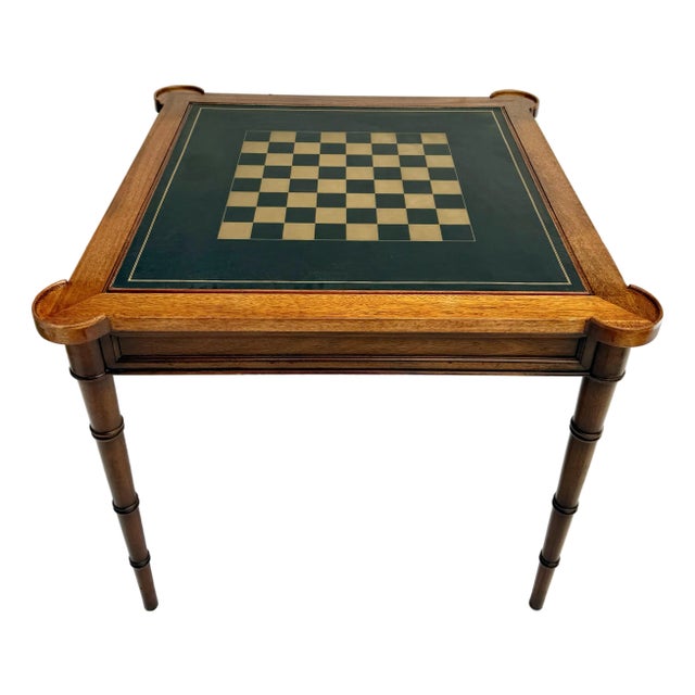 1967 Drexel Et Cetera Flip Top Faux Bamboo Game Table For Sale