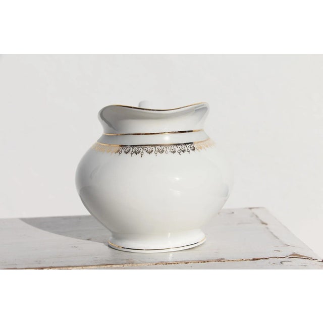 1930s Porcelain Art Deco Creamer or Cream Jug White and Gold, Vista Alegre, Portugal For Sale - Image 4 of 13