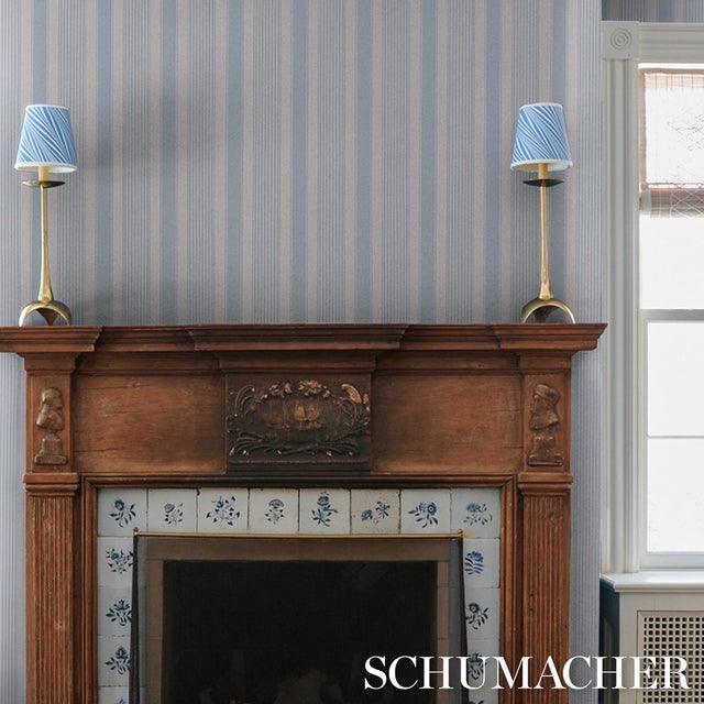 2020s Sample - Schumacher Summerville Stripe Wallcovering In Sky For Sale - Image 5 of 6