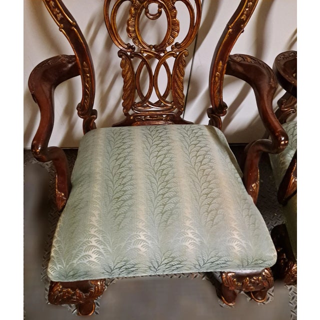 Early 19th Century Pair of Mahogany Century Armchair Chippendale Revival For Sale - Image 5 of 10