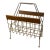 1960s Mid-Century Modern Brass Toned Wire and Wood Magazine Rack With Sculptural Handle. For Sale