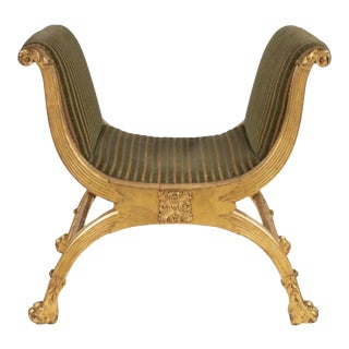Early 20th Century Italian Neoclassical Carved Giltwood Bench For Sale