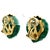 Vintage 1970s 18k Gold Carved Malachite Sculptural Clip-on Earrings, Pair For Sale - Image 11 of 13