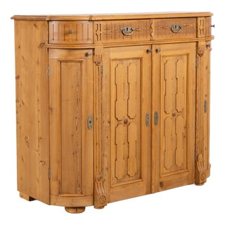 19th Century Swedish Pine Sideboard With Curved Sides For Sale