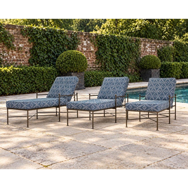 Neoclassical Set of Three Mario Papperzini Style Wrought Iron Chaise Longues For Sale - Image 3 of 18