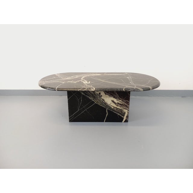 Vintage Oval Coffee Table in Black Marble, 1970s For Sale - Image 4 of 15