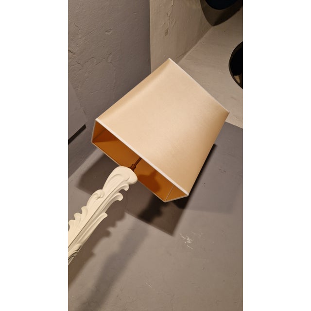 Vintage Floor Lamp in White Lacquered Wood with Floral Decorations from Fontana Arte, 1940s For Sale - Image 9 of 15