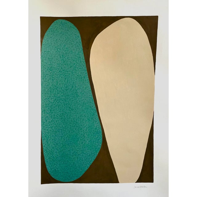 Sarah Vaaler Abstract Mid-Century Style Modern Shapes Acrylic Painting For Sale