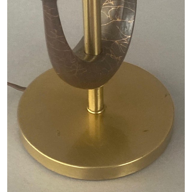 Brass 1970s Pair of Tall Mid-Century Modern Table Lamps, Biomorphic Design and Decorations, Glass Shades For Sale - Image 8 of 10