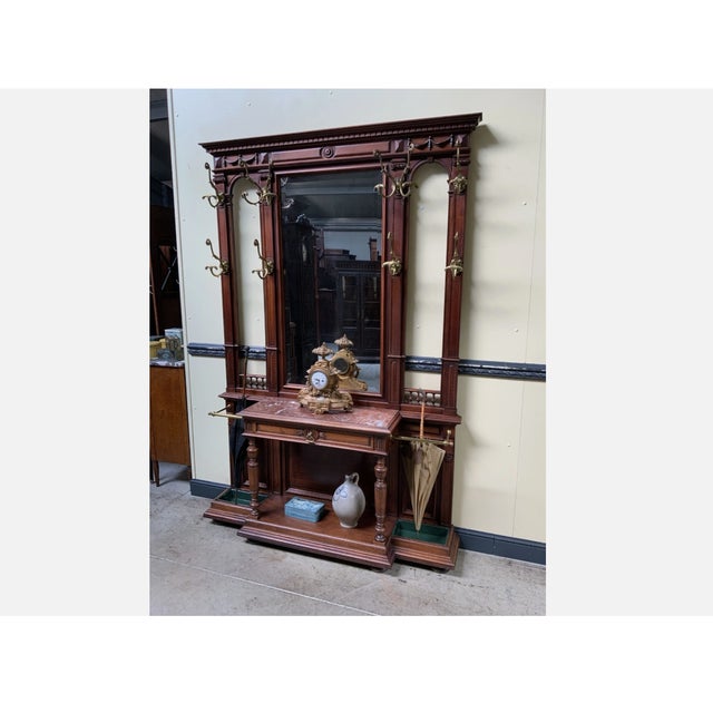 1900 - 1909 Antique Art Nouveau Walnut Wardrobe, 1900 For Sale - Image 5 of 11