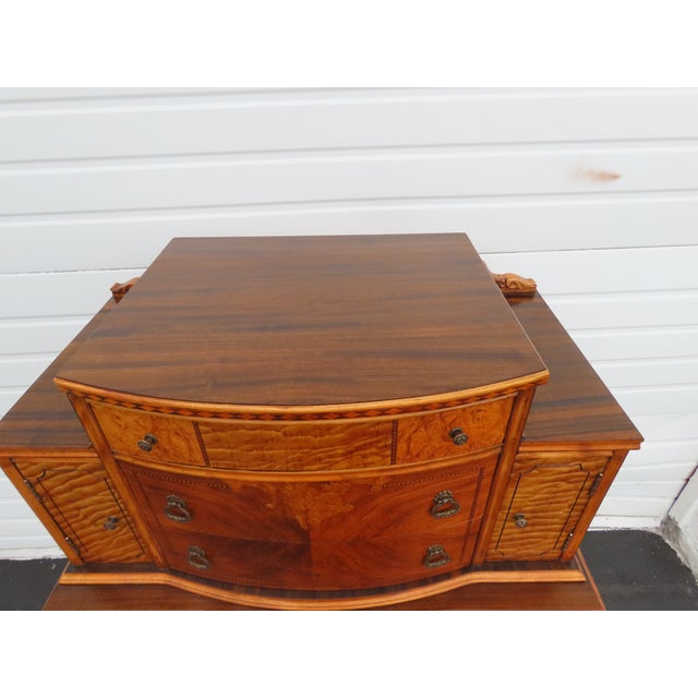 Early 1900s Depression Era Carved Inlay Tall Chest of Drawers 6639 For Sale - Image 4 of 18