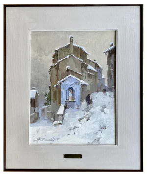Ulderico Marotto, Bivio of Roads in Cavaion Veronese, Landscape of Ulderico Marotto, 1935, Oil on Board & Oil on Canvas