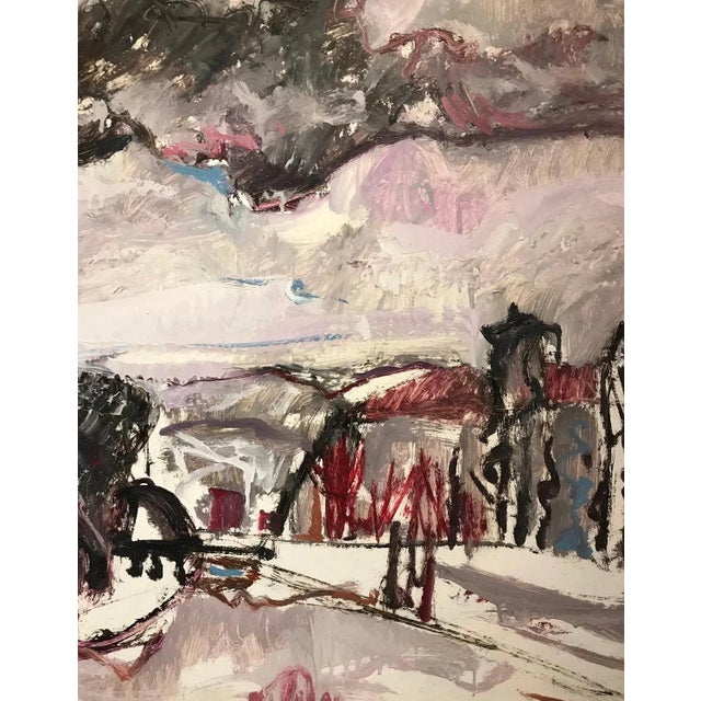 Jean Krillé, Winter Landscape No. 15, Oil on Wood, 1984 For Sale - Image 4 of 7