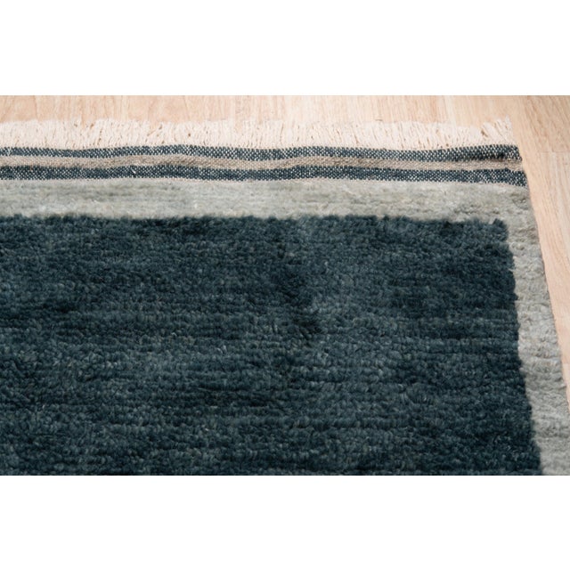 9x12 Freya Moroccan Green Geometric Modern Hand Knotted Wool Carpet Rug For Sale - Image 4 of 6