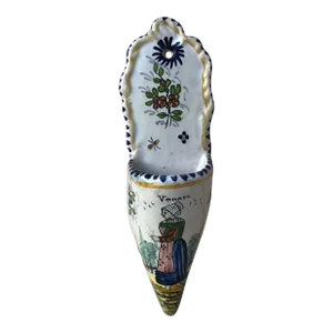 Early 20th Century French Faience Shoe Wall Pocket