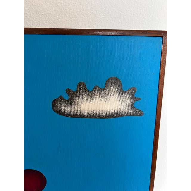 Wood Original Vintage Psychedelic Art Surrealist Acrylic Painting Drips/Blobs For Sale - Image 7 of 9