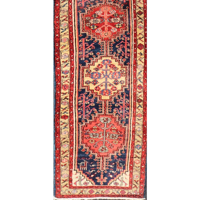 Tribal Long Antique Persian Heriz Runner With All-Over Sub-Geometric Medallion Design For Sale - Image 3 of 13