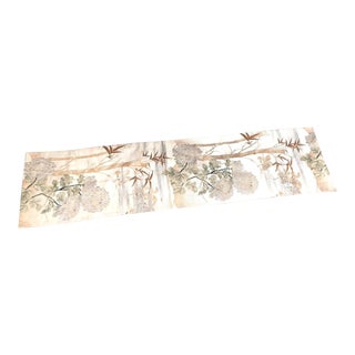 1920s Asian Silk Embroidered Gold Bamboo Table Runner For Sale