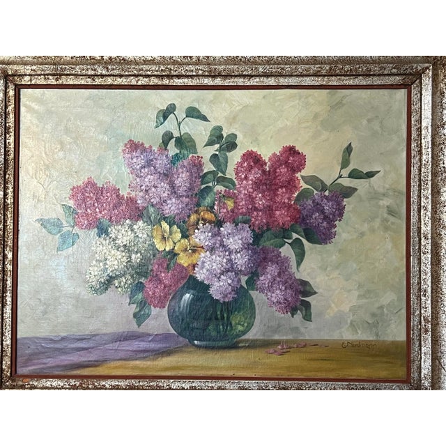 Original E. Nordmann French Framed Still-Life Oil Painting Cut Flower Spring Bouquet For Sale In Aspen - Image 6 of 12